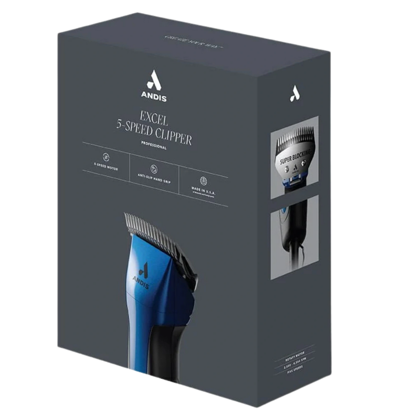 Excel 5-Speed Clipper with Super Blocking Blade Indigo Blue by Andis