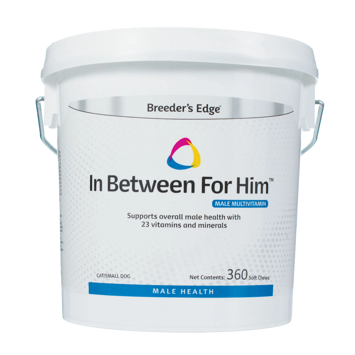 Breeder's Edge® In Between For Him™,"White plastic pail with lid and metal handle"