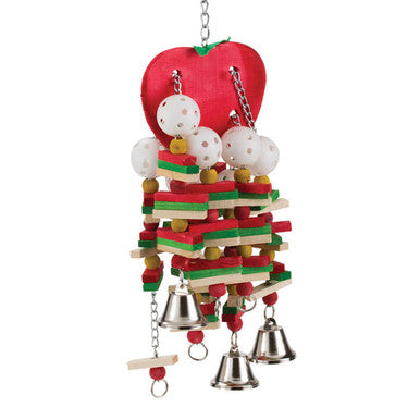 Wooden Apple,"Wooden hanging bird toy with red apple top and bells"