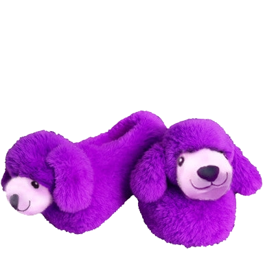 Gwen's Purple Slippers For Charity,"Pair of purple plush dog slippers"