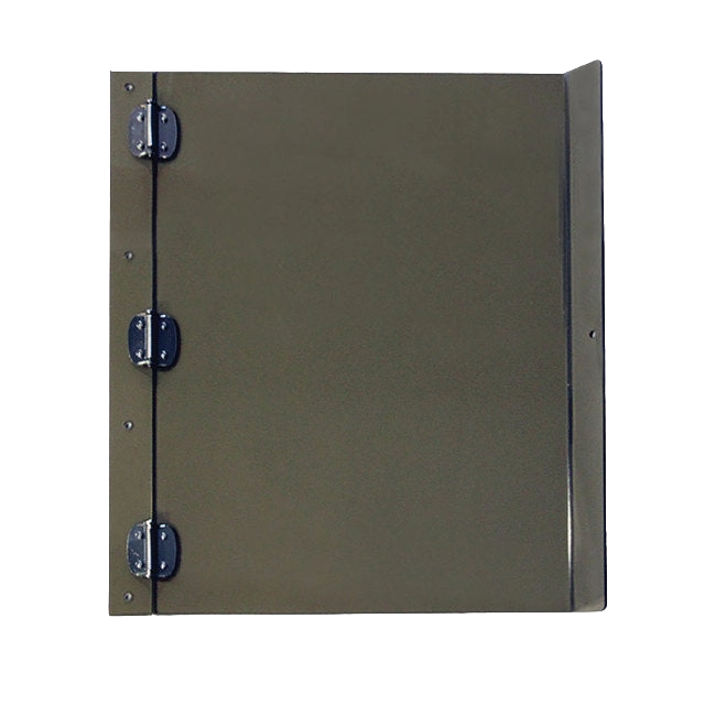 MagnaFlap Door,"Metal door panel with three visible hinges"