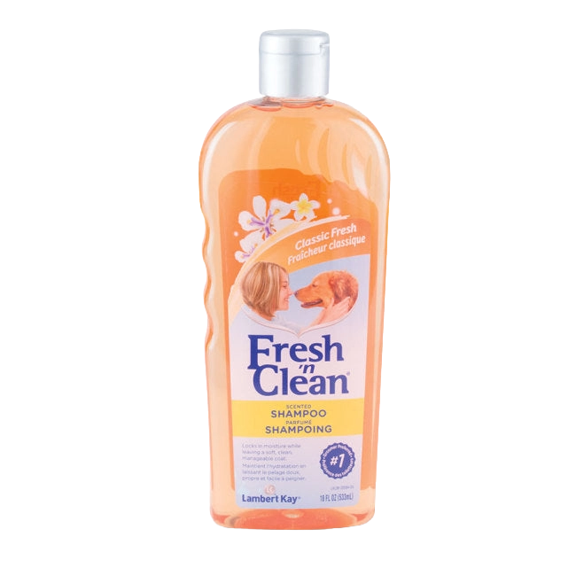 Fresh 'n Clean® Shampoo,"Peach shampoo bottle with white cap"