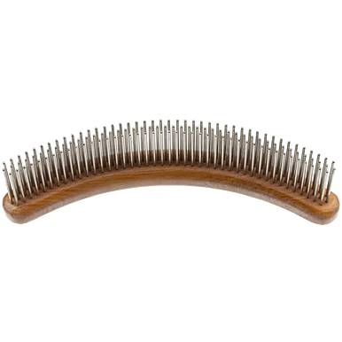 "Aaronco 7"" HoneyCurve Wundercoat'r Comb","Curved wooden grooming comb with long metal teeth"