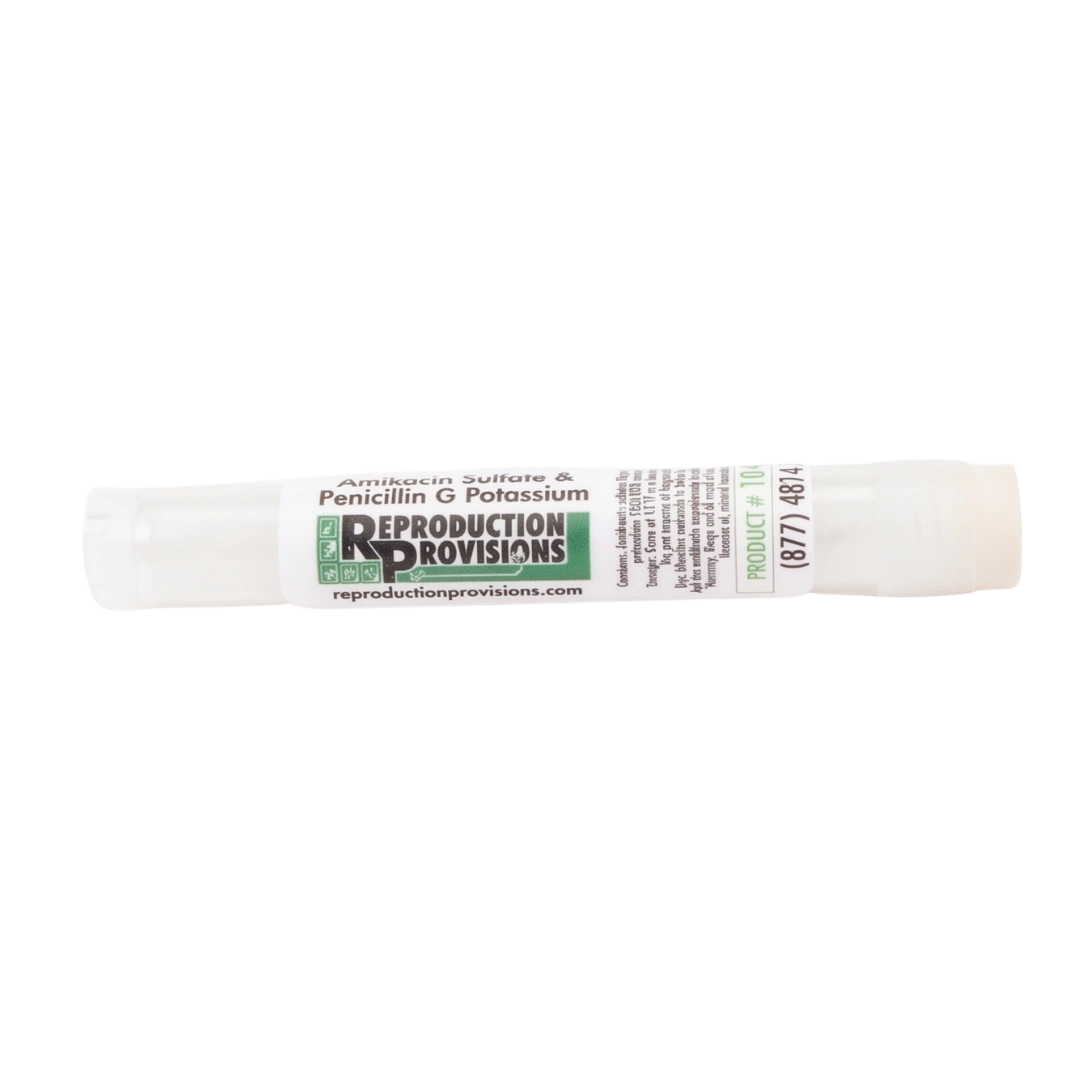 Amikacin Sulfate & Penicillin G Potassium,"White plastic tube with wraparound label"