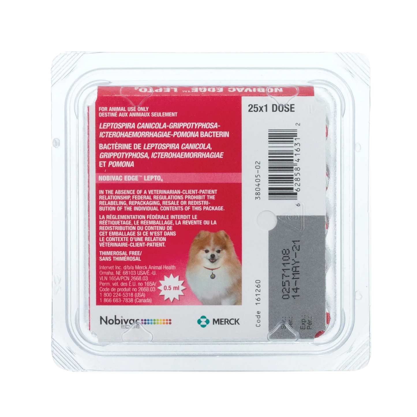 Nobivac® Edge Lepto 4,"Red vaccine blister pack with foil tray"