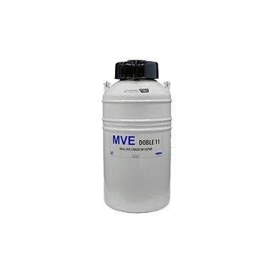 Doble-11 Semen Shipping/Storage Tank,"White cylindrical tank with black cap"