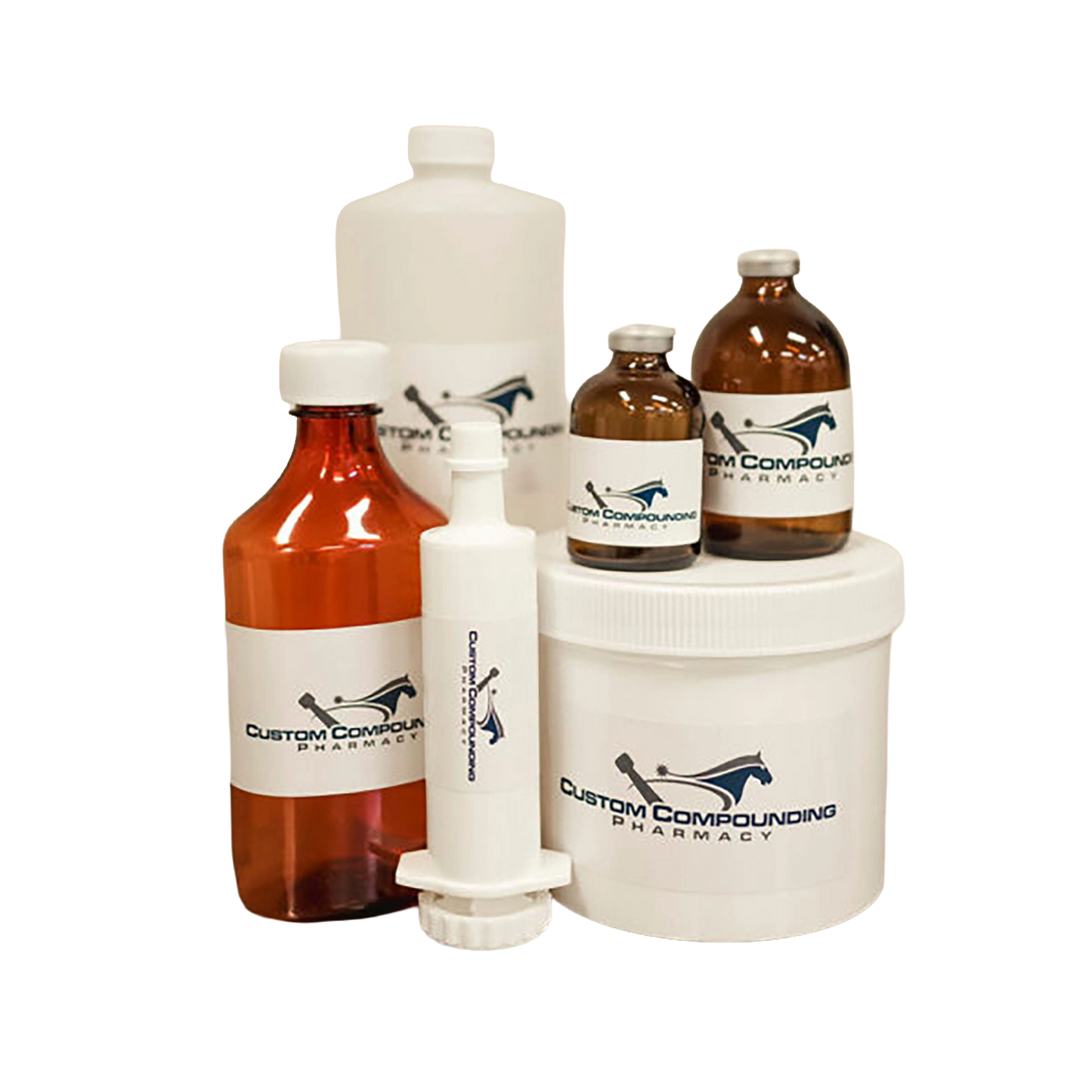 Omeprazole Misoprostol,"Assorted pharmacy containers with amber bottles and white jars"
