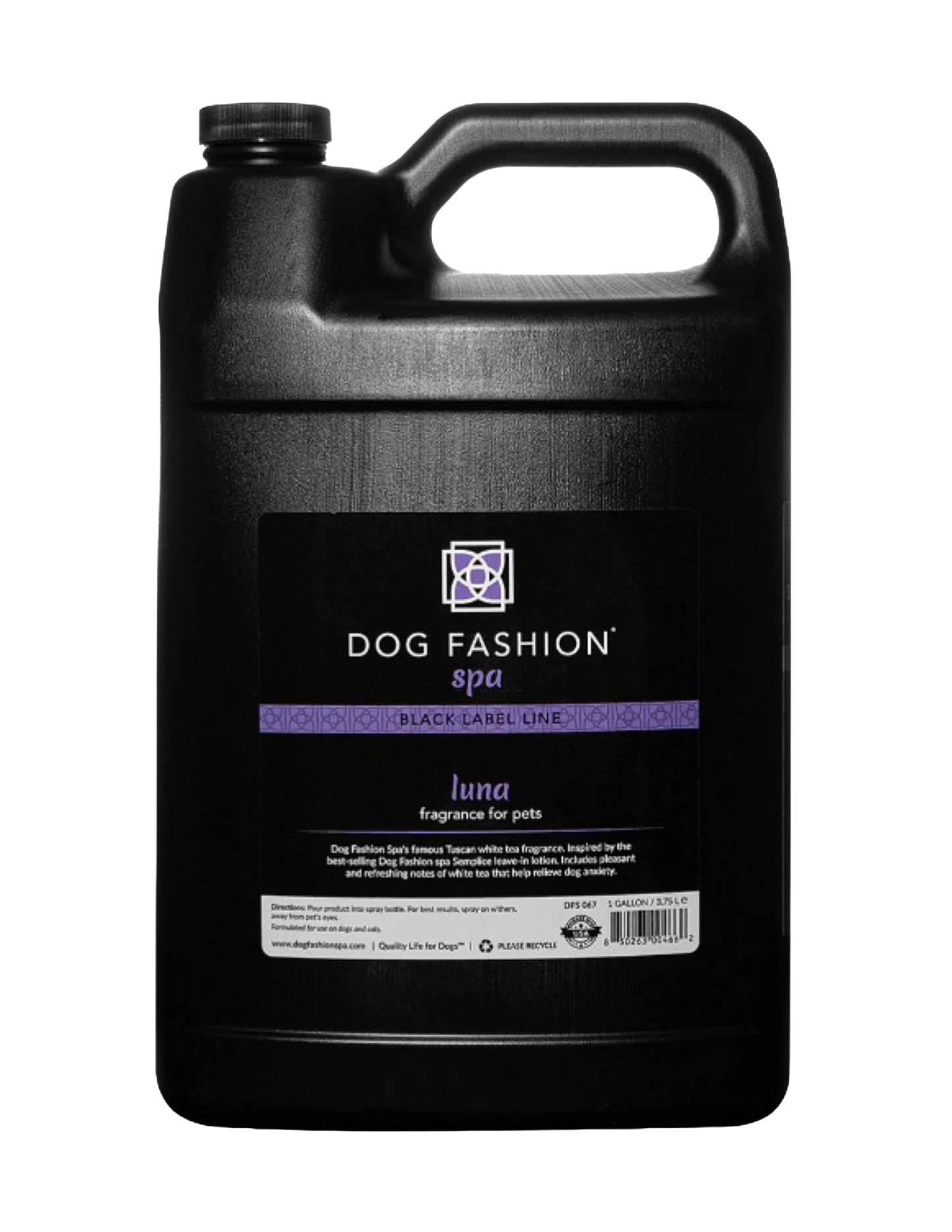 Luna Fragrance,"Black gallon jug with handle and screw cap"
