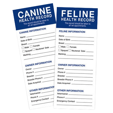 Revival Health Records for Dogs and Cats,"Canine and feline health record forms side by side"
