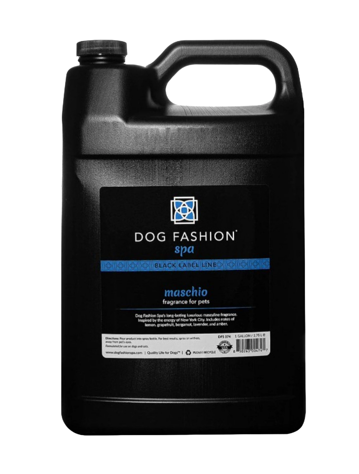 Maschio Fragrance,"Black gallon jug with handle and screw cap"