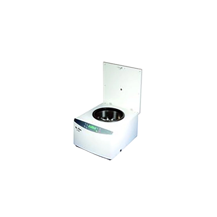 Bio Lion Centrifuge 5000 RPM,"White benchtop centrifuge with open lid and rotor"