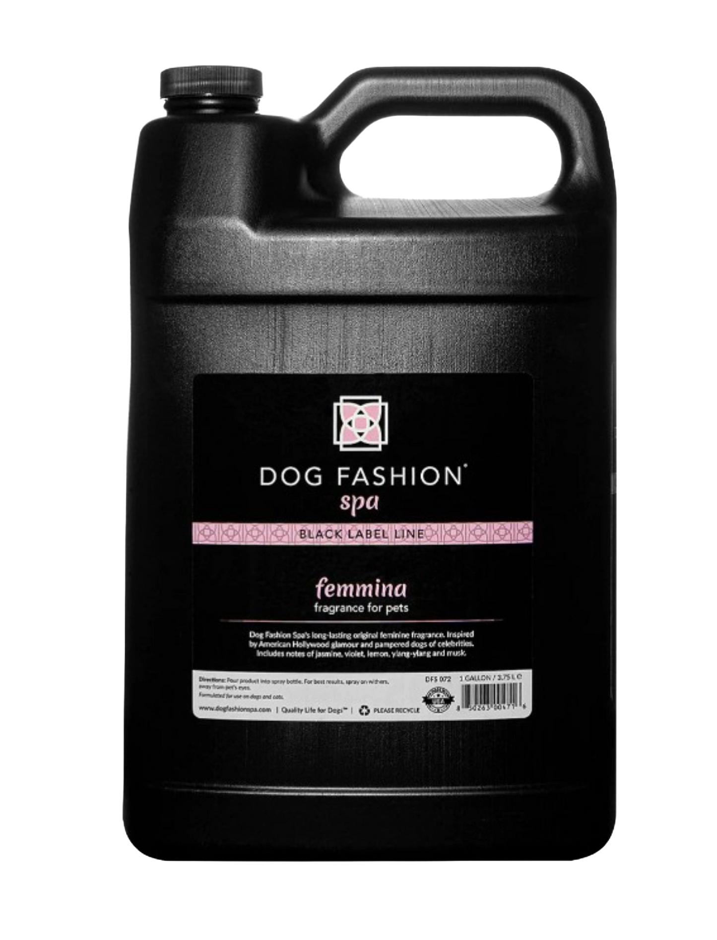 Femmina Fragrance,"Black gallon jug with handle and screw cap"