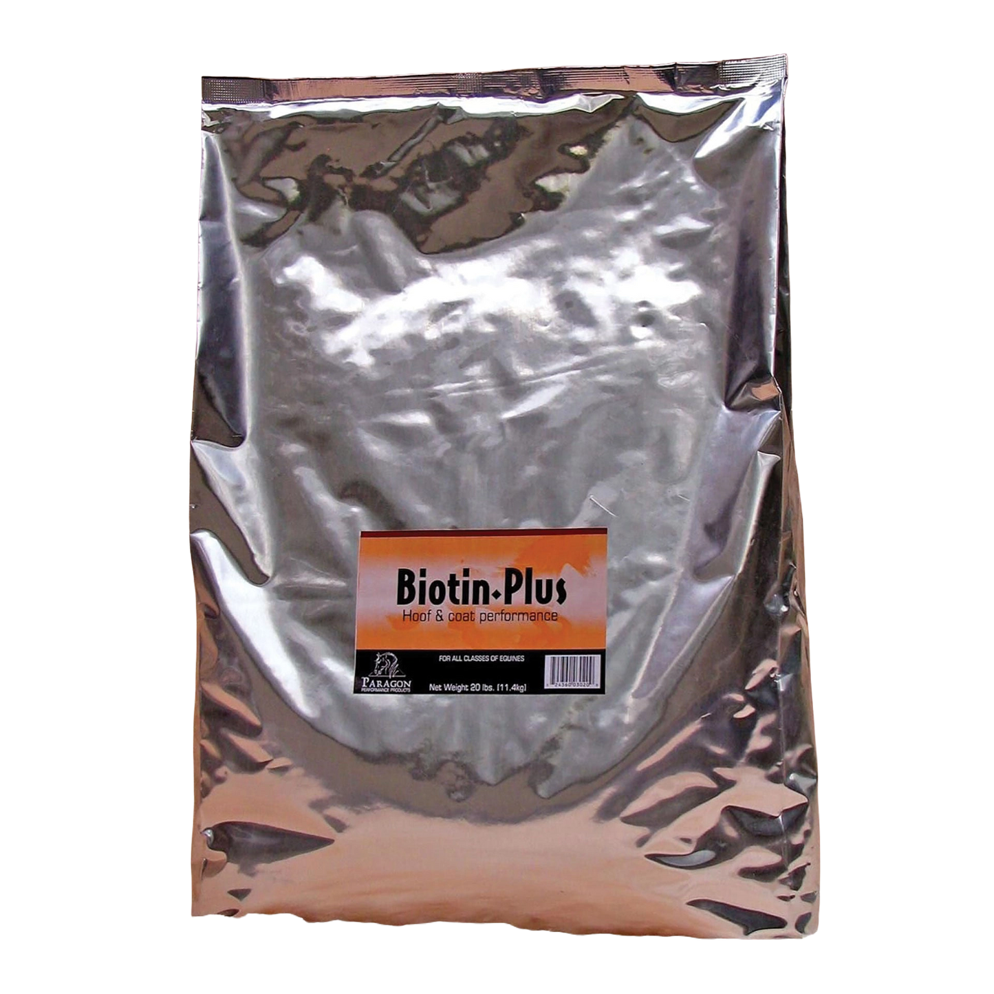 Biotin Plus Hoof & Coat Performance for Horses,"Silver foil bag with front product label"