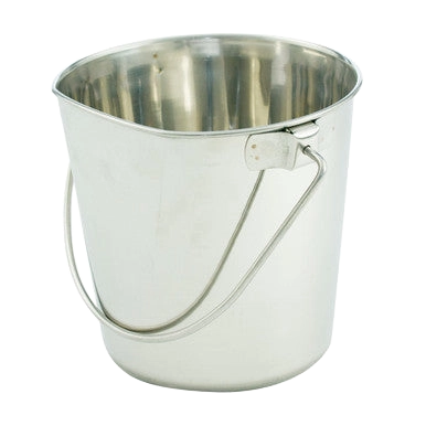 Flat-sided Pails without Hooks,"Metal pail with wire handle"