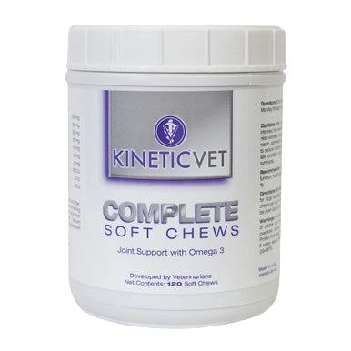 KineticVet Complete Soft Chews,"White plastic supplement jar with screw-top lid"