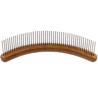Aaronco 7"" HoneyCurve Mattaway Comb","Curved wooden comb with long metal teeth"