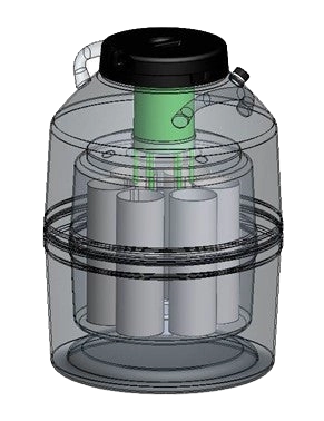 CCF35V Cryogenic Canister Freezer,"Clear canister freezer with black lid and internal canisters"
