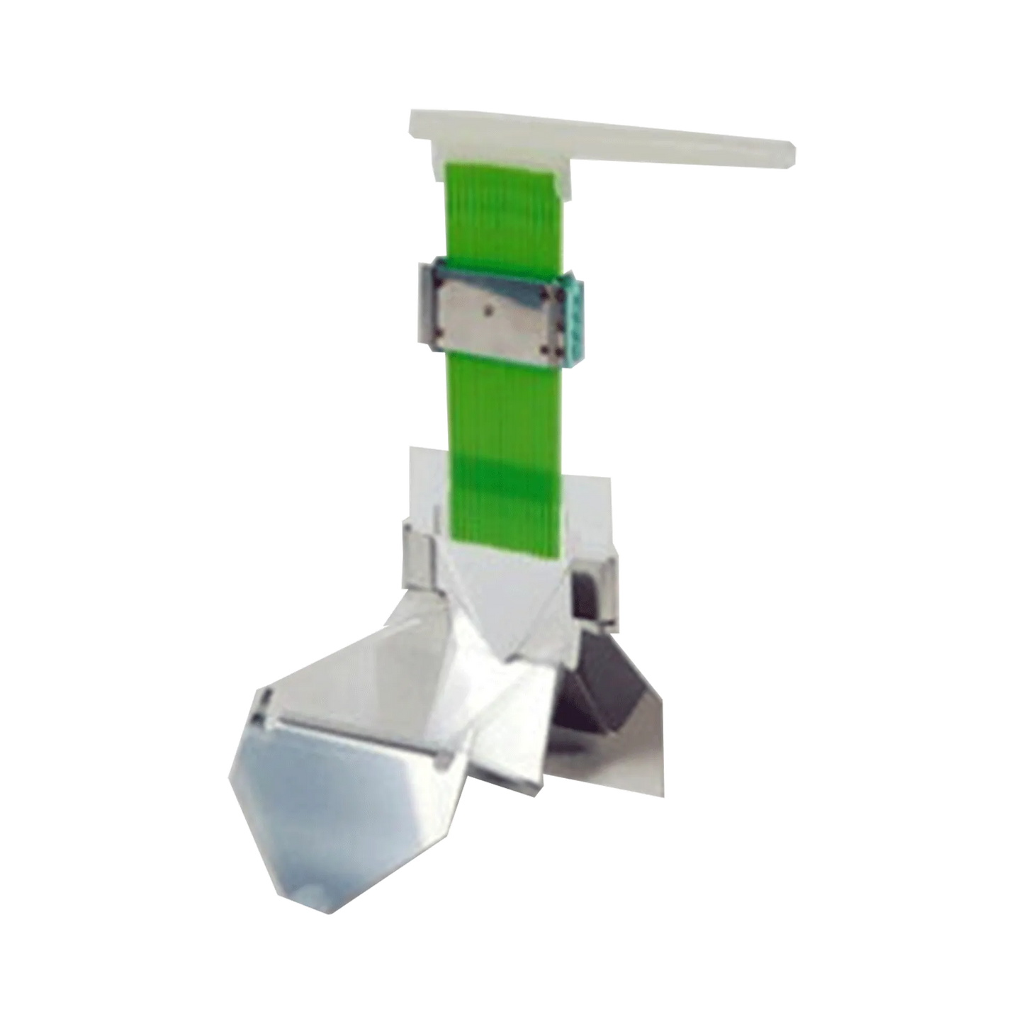 IMV Straw Bubbler and Filler System,"Metal filler assembly with green vertical strip"