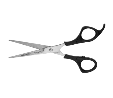 "Aaronco Prima 7"" Straight Scissor","Straight grooming scissors with black finger rings"