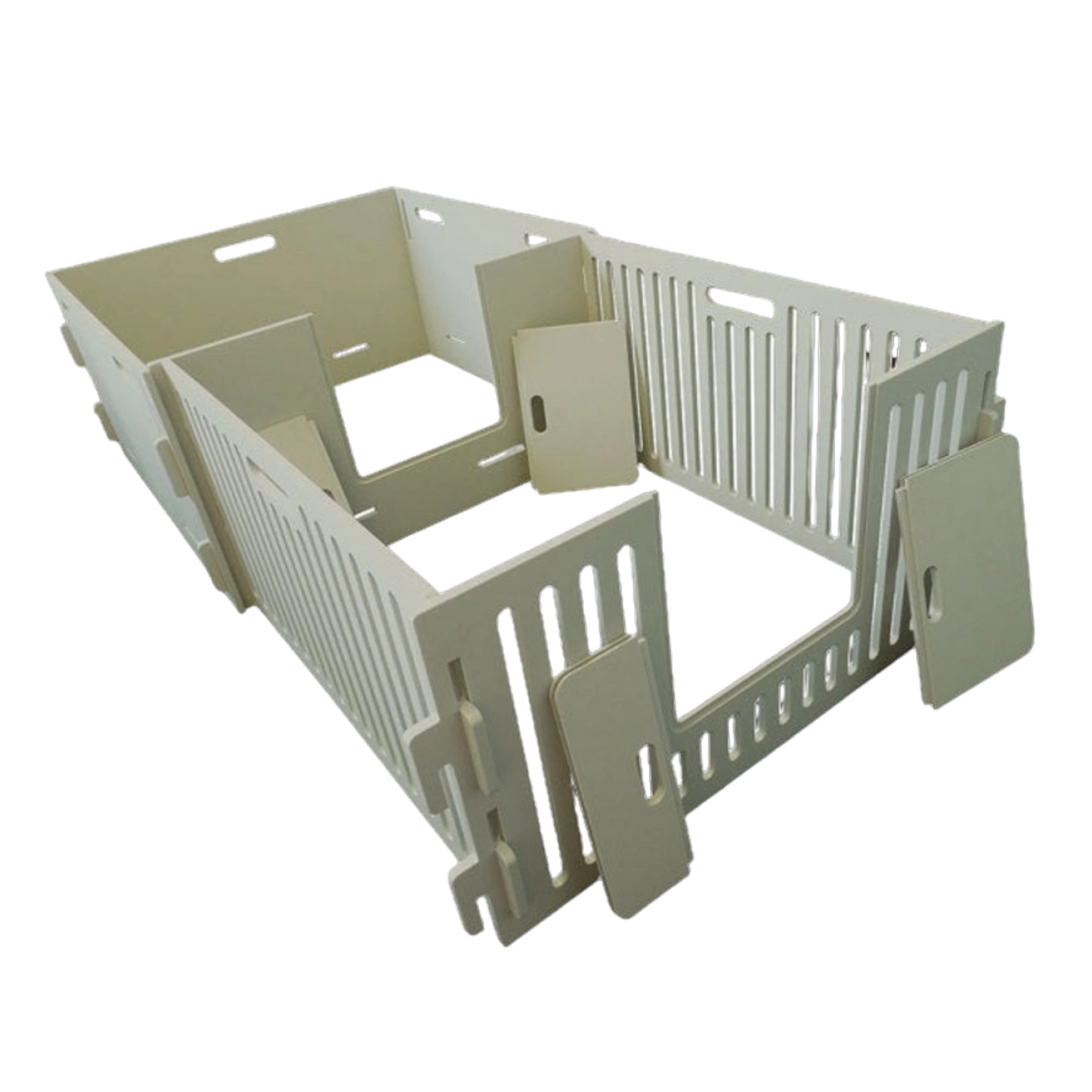 MagnaBox MagnaPen Extension,"Beige slotted plastic extension panels with inserts"