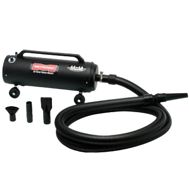 Air Force Master Blaster Variable Dryer,"Black pet dryer with flexible hose and four nozzle attachments"