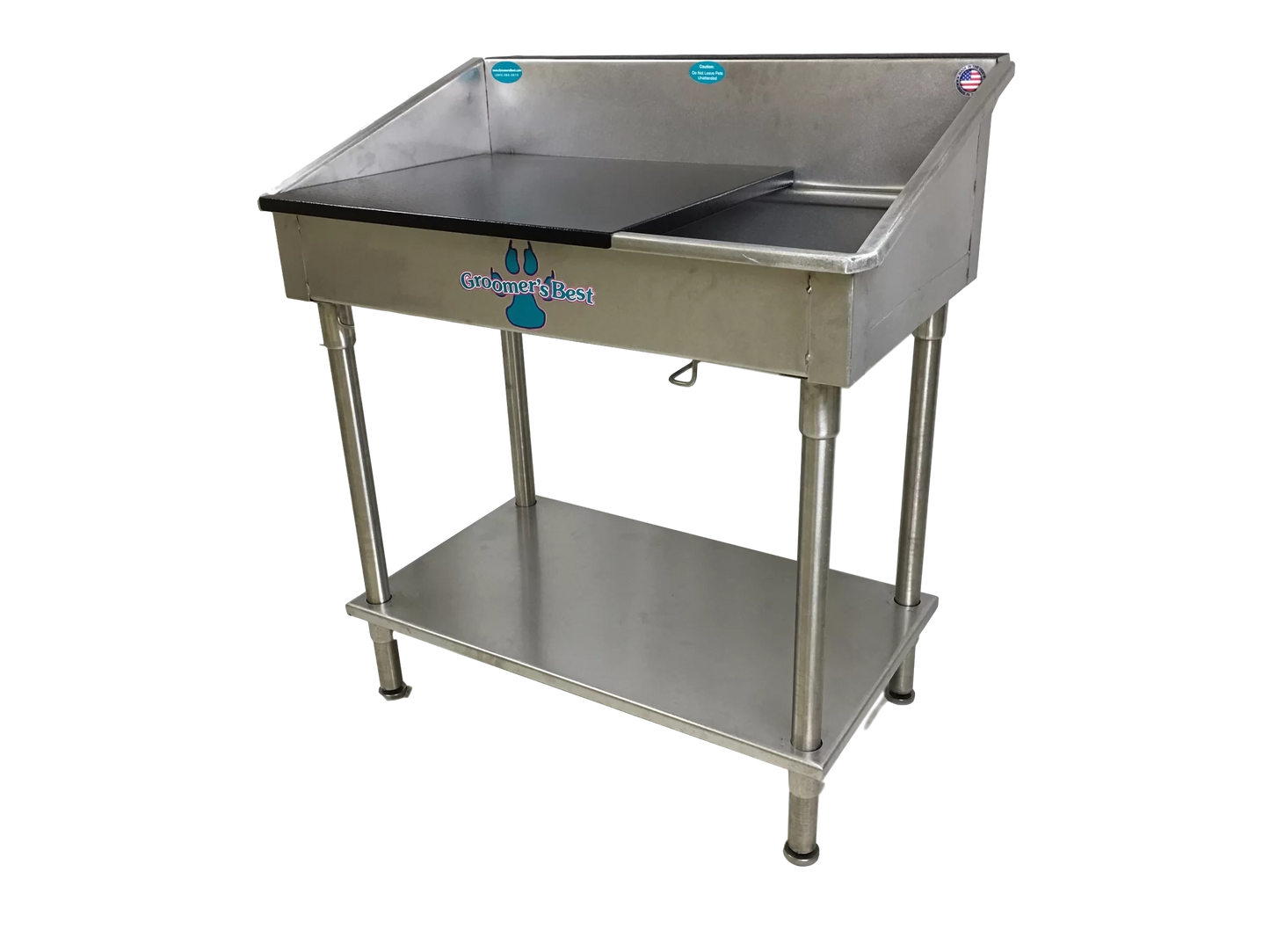 Groomer’s Best Utility Sink - Shallow,"Stainless steel utility sink with side cover and lower shelf"