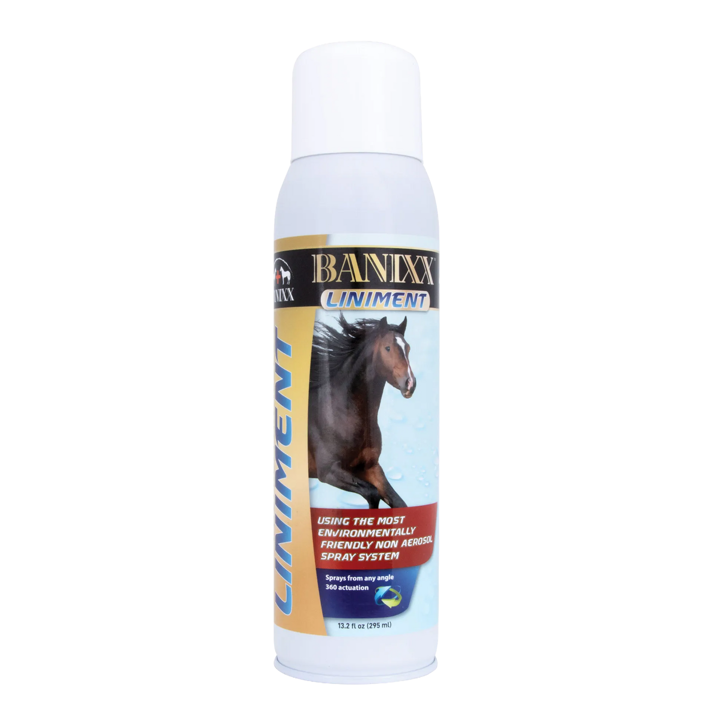 Banixx® Premium Liniment,"White spray bottle with horse image on label"