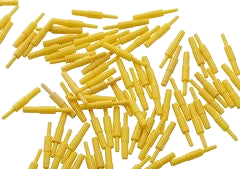 Straw Connectors,"Scattered yellow plastic straw connectors"
