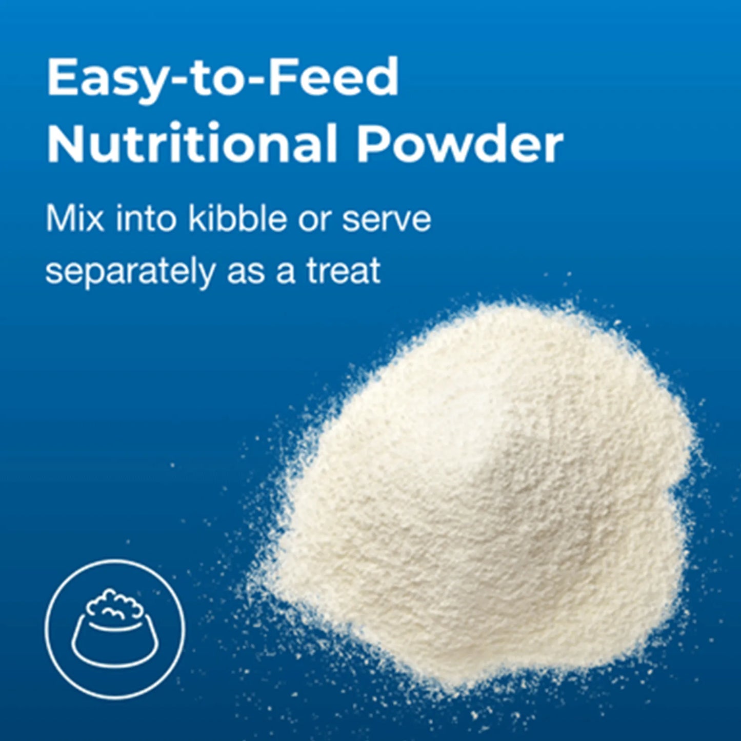 PetAg Esbilac Healthy Aging Powder for Adult and Senior Dogs,"White powder mound with bowl icon"