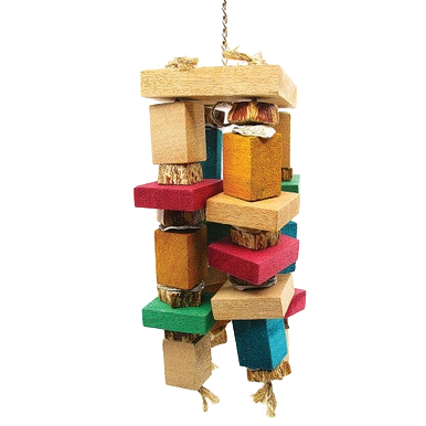 Bamboozler Nature Cluster,"Hanging wood block bird toy with colorful chew pieces"