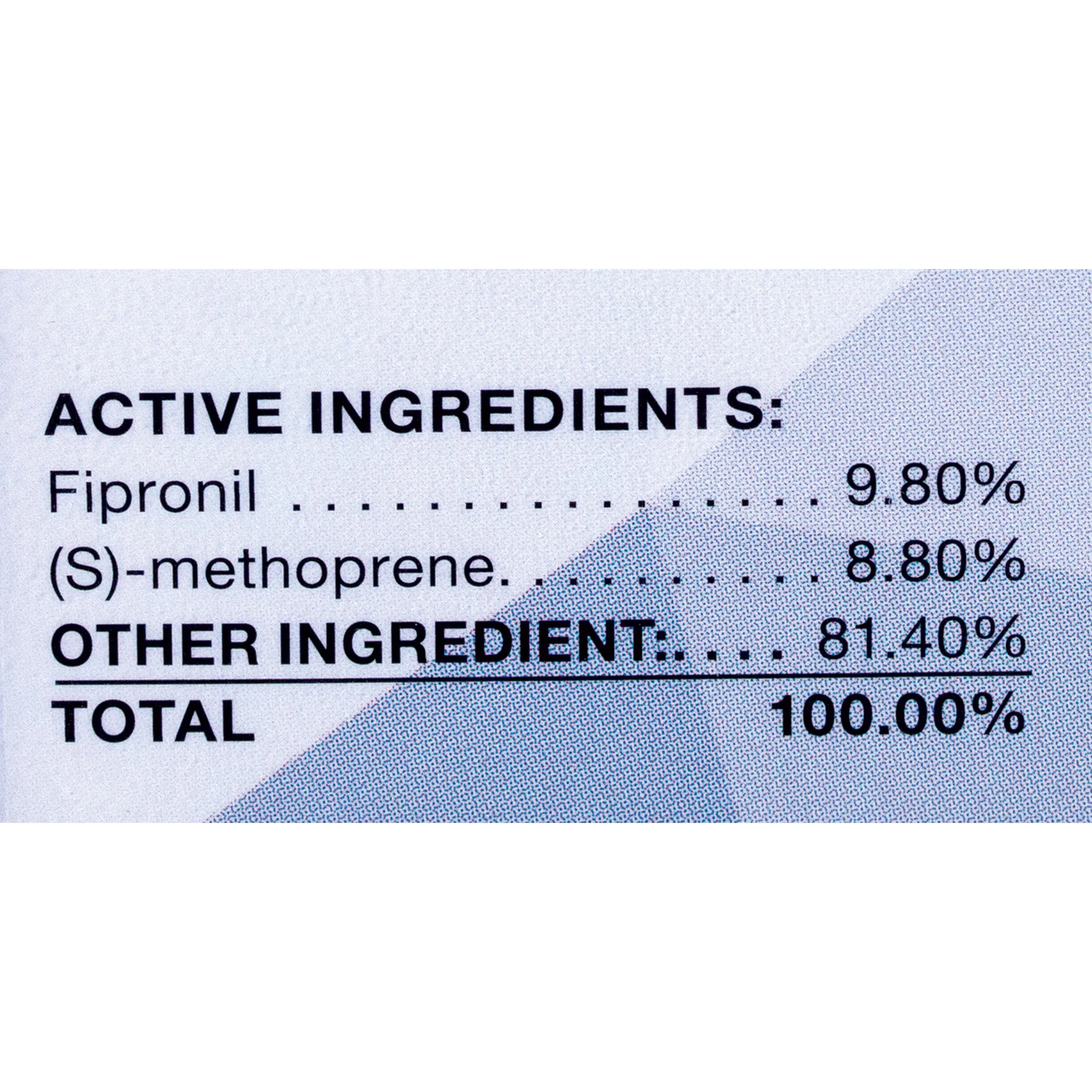 Sentry® Fiproguard® Plus for Dogs,"Close-up of package ingredients panel"