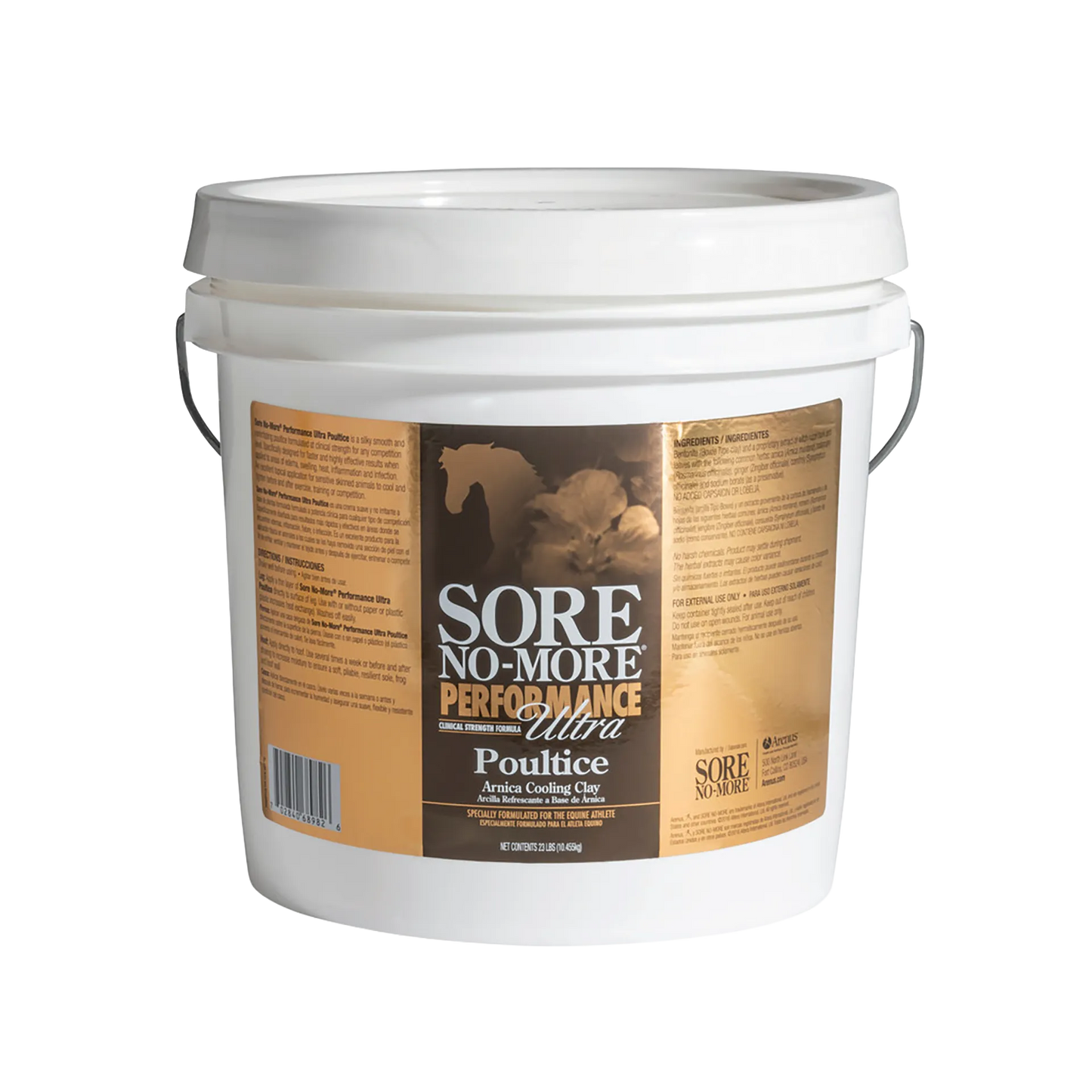 Sore No-More® Performance Ultra Poultice,"White plastic bucket with metal handle and front label"