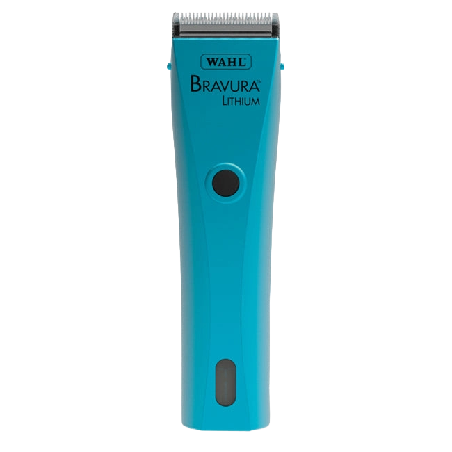 Wahl® Bravura® Lithium Ion Clipper,"Teal cordless clipper with silver blade, front view"