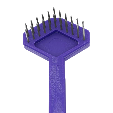 Aaronco V-Rake Dematter,"Purple grooming rake head with metal pins"