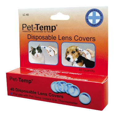 Pet Temp® Instant Ear Thermometer,"Box of disposable lens covers with blue plastic inserts"