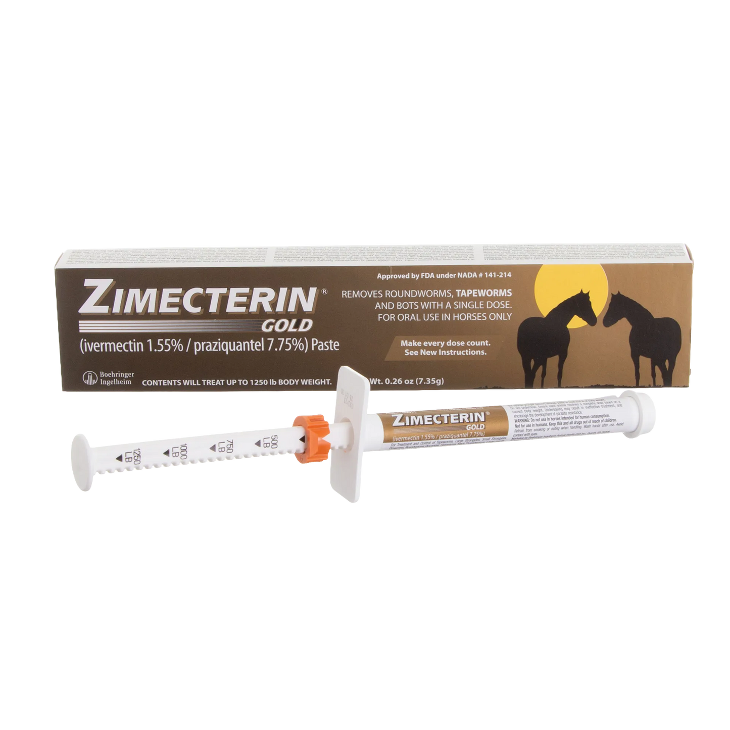 ZIMECTERIN® GOLD,"Paste syringe with orange dose ring and product box"