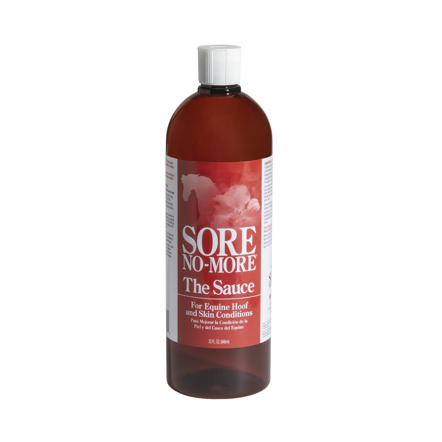 Sore No-More® The Sauce,"Amber bottle with white cap and red front label"