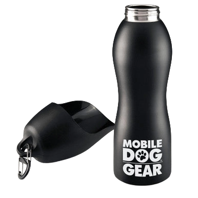 Mobile Dog Gear 25 oz Water Bottle,"Black water bottle with removable cup lid and carabiner"