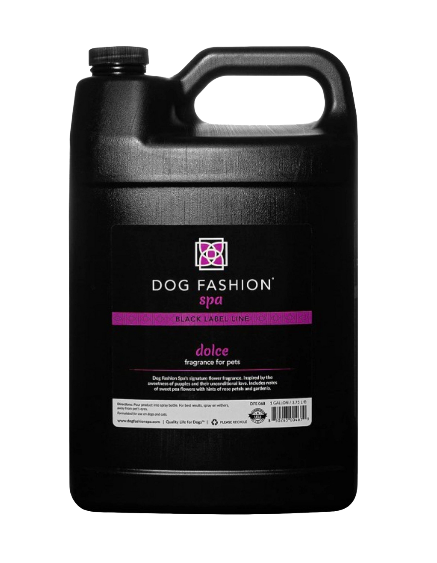 Dolce Fragrance,"Black gallon jug with handle and screw cap"