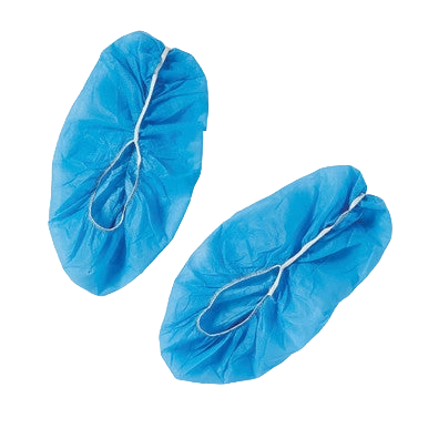 Spunbonded Polypropylene Nonskid Shoe Covers,"Pair of blue shoe covers with elastic openings"