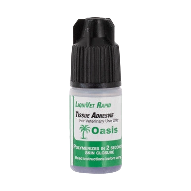LiquiVet Rapid Tissue Adhesive,"Small adhesive bottle with black ribbed cap"
