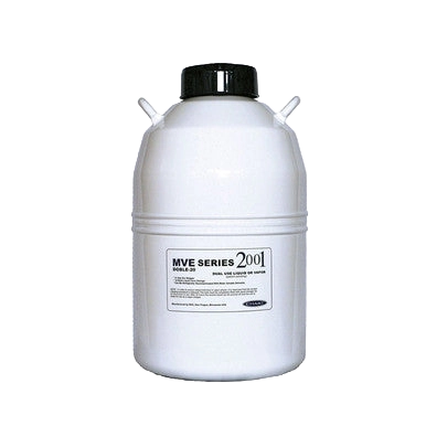 Doble-20 Semen Shipping/Storage Tank,"White storage tank with black cap and side handles"