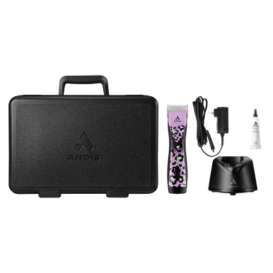 Pulse ZR II Wild Limited Edition Clipper by Andis,"Patterned clipper kit with charging stand, cord, oil bottle, and hard case"