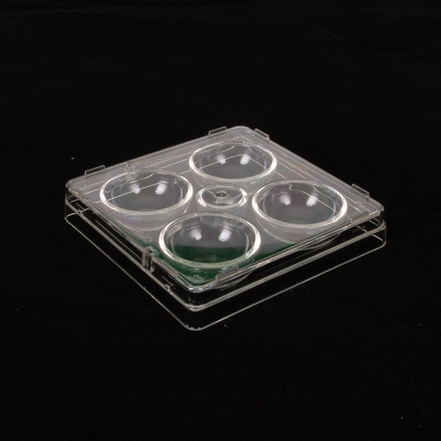 Search Dish-4 Well,"Clear 4-well culture dish with lid shown closed"