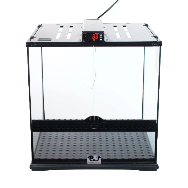 Puppywarmer® Puppy Incubator,"Glass-front incubator with vented top and digital control panel"