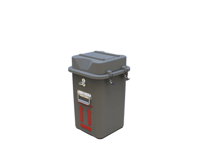 VS2-1 Vapor Shipper,"Gray insulated shipping container with latching lid and side handle"