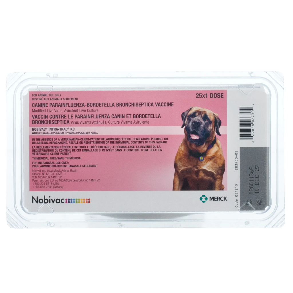 Nobivac® Intra-Trac® KC,"Clear plastic blister pack with pink label and dog image"