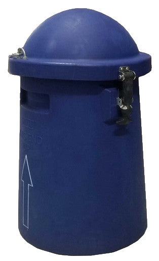Tank Protective Shipping Container for tank SC 4/2V - SC 4/3V,"Blue cylindrical container with domed lid and metal latches"