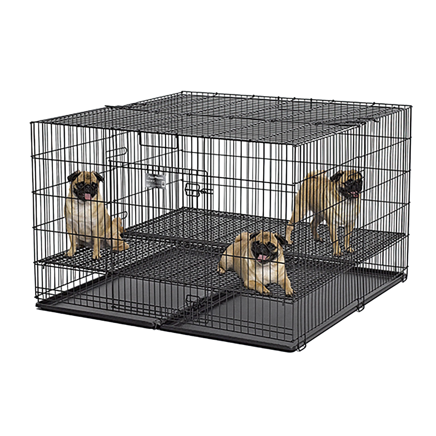 Midwest® Puppy Playpen,"Black wire playpen with divider panel and floor grid"