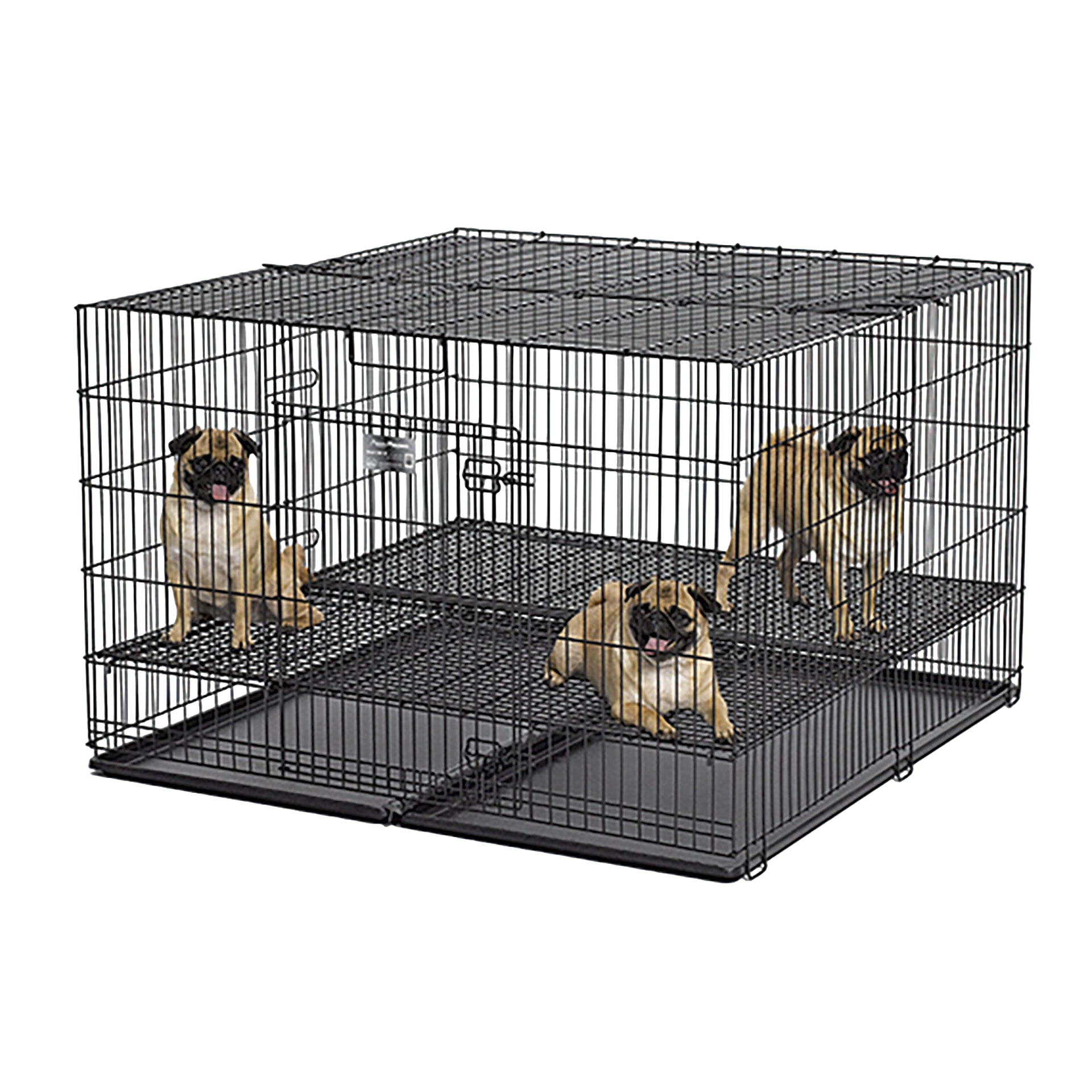 Midwest® Puppy Playpen,"Black wire playpen with divider panel and floor grid"